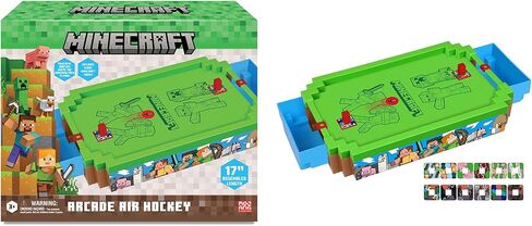 لعبة Minecraft: Arcade Air Hockey - Overworld - السلسلة الأساسية، لعبة طاولة بمحرك مقاس 17 بوصة، أصوات أيقونية، لعبة مرخصة قابلة للتجميع، للبالغين والأطفال من سن 3 سنوات فما فوق، لاعبان in Kuwait
