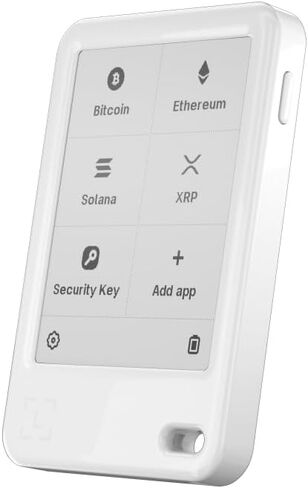 محفظة Ledger Nano Gen5 الآمنة للعملات المشفرة التي تعمل باللمس باللون الأبيض الجليدي + شارات مرحة (حزمة 1) in Kuwait