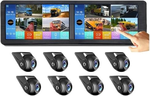 14.55 inch 8CH Touch Screen Bus Monitoring Kit BSD Alarm Heavy Vehicle AHD DVR System MP5 Player HD Night Vision Reverse Cameras in Kuwait