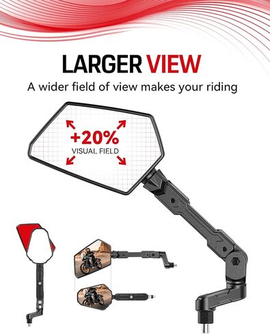 Motorcycle Mirrors for All Riders Heights, Extendable Foldable 360° Adjustable Convex Mirrors, M8 M10 Universal Handlebar Mount Extenders Compatible with ATV Scooter Dirt Bike Snowmobile in Kuwait