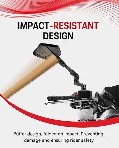 Motorcycle Mirrors for All Riders Heights, Extendable Foldable 360° Adjustable Convex Mirrors, M8 M10 Universal Handlebar Mount Extenders Compatible with ATV Scooter Dirt Bike Snowmobile in Kuwait