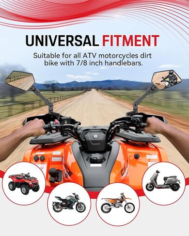 Motorcycle Mirrors for All Riders Heights, Extendable Foldable 360° Adjustable Convex Mirrors, M8 M10 Universal Handlebar Mount Extenders Compatible with ATV Scooter Dirt Bike Snowmobile in Kuwait