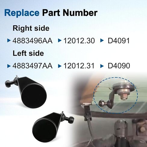 4883496AA & 4883497AA Left & Right Liftgate Ball Stud Fit for 1997-2018 Jeep Wrangler TJ/JK, Lift Glass Support Bracket Replace# D4091 D4090 in Kuwait
