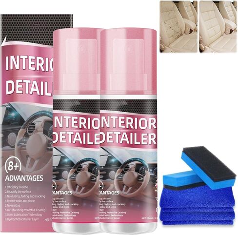 2PCS Polishing Cleaner Car Interior, 2026 Upgrade Car Interior Cleaner Spray, All Purpose Car Interior Detailer Cleaner for Dashboards, Seats, Leather, Plastic in Kuwait