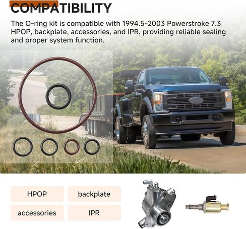 مجموعة FKM O-Ring لمحرك Powerstroke 7.3L موديل 1994.5-2003، تتضمن HPOP (مضخة زيت عالية الضغط)، واللوحة الخلفية، والتجهيزات، وأختام IPR in Kuwait