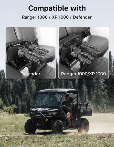KEMIMOTO UTV Under Seat Bow Rack Auto-Grip Hunting Tool Holder Gear Mount with Rubber Straps Compatible with Can-Am Defender Polaris Ranger in Kuwait