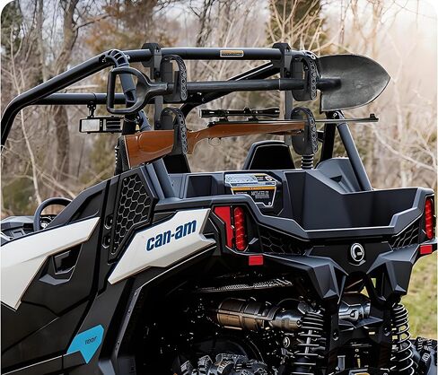 ATV Gun Rack, Double Tier Hunting Tool Shovel Mount Holder Heavy Duty Roll Bar Gun Rack for Truck, ATV, UTV, RV, Snowmobile, Golf Cart Side By Side Accessories in Kuwait