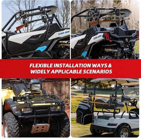ATV Gun Rack, Double Tier Hunting Tool Shovel Mount Holder Heavy Duty Roll Bar Gun Rack for Truck, ATV, UTV, RV, Snowmobile, Golf Cart Side By Side Accessories in Kuwait