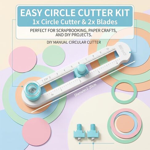 Circle Cutters For Crafts Comes With 2 Replacement Blades,Adjustable To Any Size From 2-20 Cm,Suitable For Diy Crafts.Circle Paper Cutter,Circle Cutter Paper,Fiskars Circle Cutter,Circle Cutter Tool in Kuwait