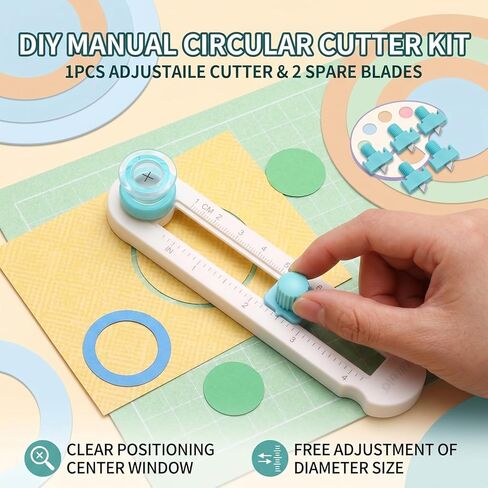 Circle Cutters For Crafts Comes With 2 Replacement Blades,Adjustable To Any Size From 2-20 Cm,Suitable For Diy Crafts.Circle Paper Cutter,Circle Cutter Paper,Fiskars Circle Cutter,Circle Cutter Tool in Kuwait