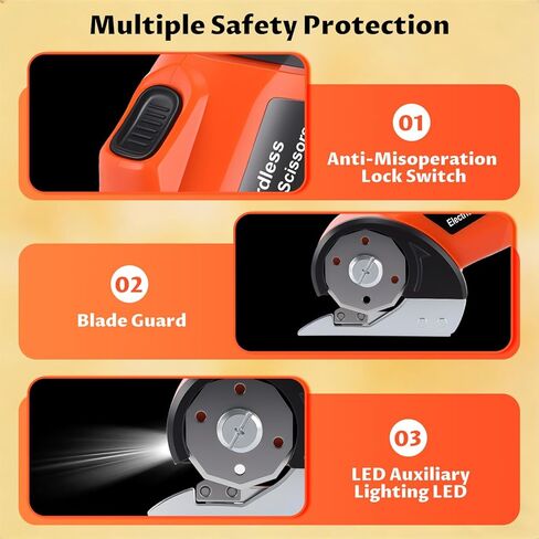 Lichamp Cordless Electric Scissors, Rechargeable Box Cutter, Carpet & Fabric Rotary Cutter with Safety Button, USB Charging for Cardboard Box, Plastic, Leather & More in Kuwait