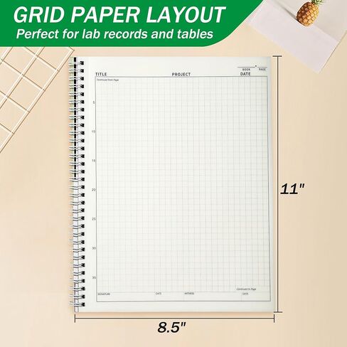 Carbonless Lab Notebook - 50 Carbonless Sets(8.5'' X 11''), Carbon Copy Science Notebook with Scientific Grid Pages for Chemistry & Engineering, Students & Researchers, Wire-O Binding (1, Black) in Kuwait