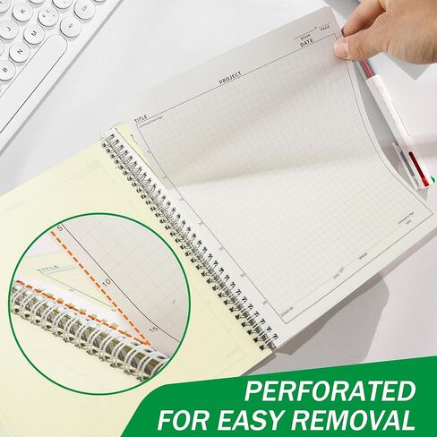 Carbonless Lab Notebook - 50 Carbonless Sets(8.5'' X 11''), Carbon Copy Science Notebook with Scientific Grid Pages for Chemistry & Engineering, Students & Researchers, Wire-O Binding (1, Black) in Kuwait