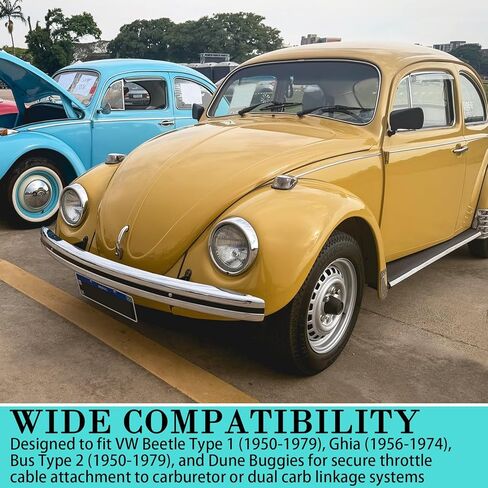 3 عبوات من أسطوانات كابل الخانق لسيارة VW Beetle Type 1 (50-79)، Ghia (56-74)، نوع الحافلة 2 (50-79) وDune Buggies، مرفق وصلة المكربن ​​النحاسي in Kuwait