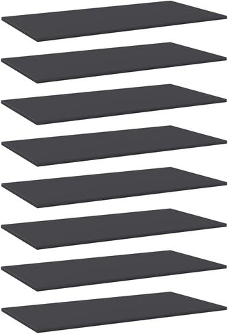 Bookshelf Boards 8 pcs Gray Engineered Wood 31.5"x11.8"x0.6" Storage Shelving Rack Organizer for Home Office Living Room Bedroom in Kuwait