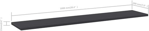 لوحات أرفف الكتب من الخشب الهندسي باللون الرمادي مقاس 39.4x7.9x0.6 بوصة 4 قطع أرفف متينة منظم رف تخزين للمنزل والمكتب وغرفة نوم المعيشة in Kuwait