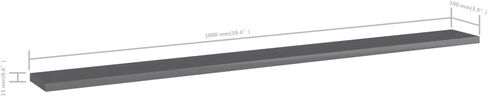 Bookshelf Boards 4 pcs High Gloss Gray Engineered Wood 39.4"x3.9"x0.6" for Bookcase Shelf Storage Organizer Display Stand for Home Office Living Room in Kuwait