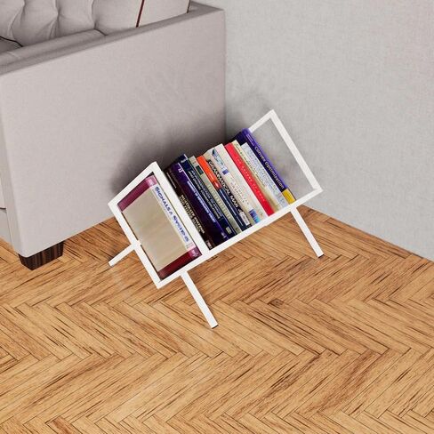 Minimalist Metal Book Rack: Powder Coated Steel Magazine Stand in Kuwait