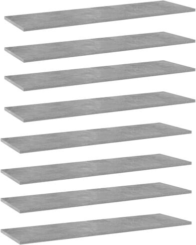 Bookshelf Boards 8 pcs Concrete Gray Engineered Wood 39.4"x11.8"x0.6" Storage Shelving Rack Organizer for Home Office Living Bedroom Library in Kuwait