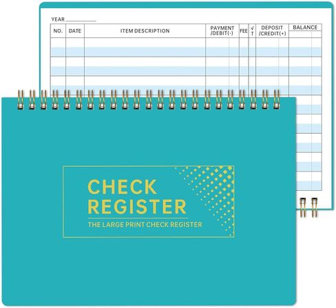 Checkbook Register, Check Registers for Personal Checkbook, Financial Ledger, Checking Book Register for Debit Card & Personal Bank Checks, 8.5" x 6" Large Print, Easy-to-Read, Spiral Bound in Kuwait