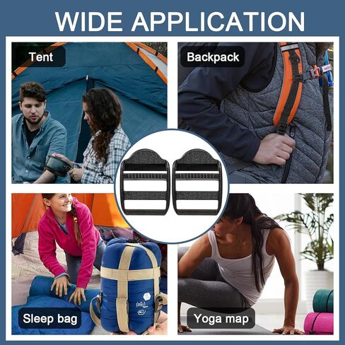 CooBigo 12 Pack Plastic Ladder Lock Buckles, 1" Ladder Slider Buckle for Backpack Strap Nylon Webbing Clip Replacement, Outdoor Camping Gear Sleeping Bag Tent Tie Down Strap Accessories (Black) in Kuwait