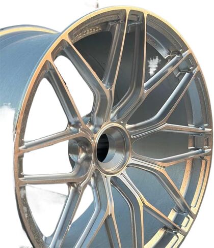 Forged Aluminum Wheel Rim Compatible with Racing Cars - One-Piece Multi-Spoke Design, Brushed Silver Finish, Sizes 17 to 24 Inches, 6061-T6 Material in Kuwait