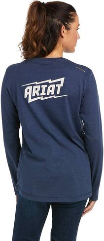 تي شيرت عمل نسائي بأكمام طويلة وشعار بلون كحلي Bolt من ARIAT - 10037706 in Saudi Arabia