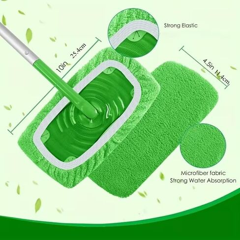 Mop Replacement Pads Washable Durable Highly Absorbent 10-Pack Reusable Pads for Wet and Dry Cleaning Floors Tile Hardwood, A1 in Kuwait