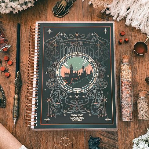 ConQuest Journals Harry Potter 2026-2027 Hogwarts Academic Agenda, July - June, 8.5'' x 6.5'', Spiral-Bound, Weekly/Monthly Calendar Planner Pages, Sticker Sheets, School Supplies, Officially Licensed in Kuwait