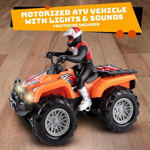 ArtCreativity Light Up ATV Toy with Sounds - 10 Inch Toy Kids 4 Wheeler with Headlights, Sounds, and Button Activated Motion, Four Wheeler Supercross Quad Toys for Boys and Girls in Kuwait