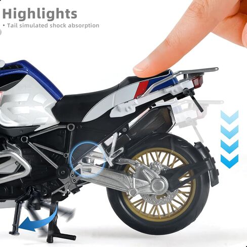 1:12 Scale Model Motorcycle for BMW R1250 GS Plastic with Diecast Motorcycle Model No Assembly Required Moto Mini Finished Motorrad for Adult Kid Boy(White) in Kuwait