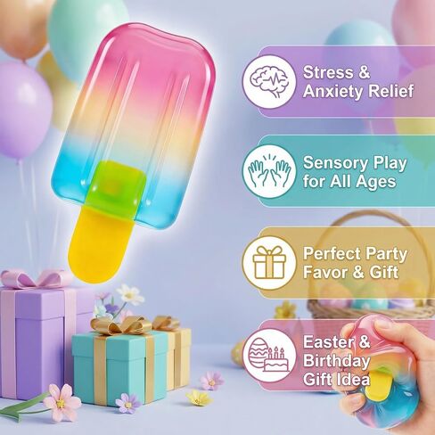 Ice Cream Squeeze Squishy,Summer Party Favors for Kids Adults,Soft Sensory Fidget Toy for Stress & Anxiety Relief,Birthday Gift & Classroom Rewards in Kuwait