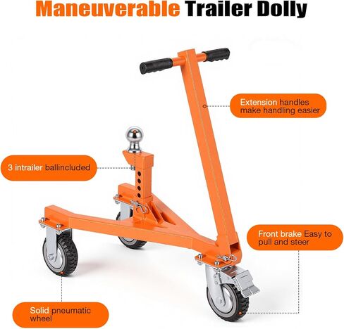 FAHKNS Trailer Dolly 3500 lb Tongue Weight Trailer Mover with 2 in & 2-5/16 in Ball Suitable for RV, Boat, Camper, Flatbed, Enclosed Trailers and so on. in Kuwait