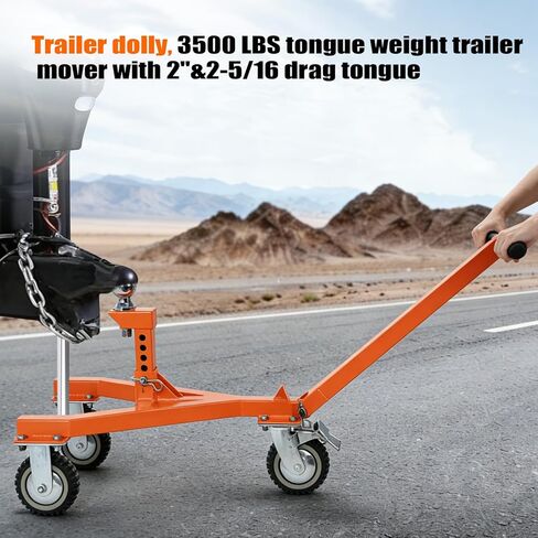 FAHKNS Trailer Dolly 3500 lb Tongue Weight Trailer Mover with 2 in & 2-5/16 in Ball Suitable for RV, Boat, Camper, Flatbed, Enclosed Trailers and so on. in Kuwait