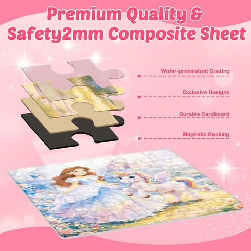 2-in-1 Magnetic Puzzle Book & Dress up Dolls for Girls 3-9, 124PCS Princess Magnetic Puzzle Travel Toy (75 PCS Puzzle + 49 PCS Dress up) Activities for Birthday Party Favor Airplane Car Road Trips in Saudi Arabia