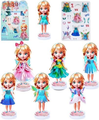 Magnetic Dress Up Doll Magnetic Dress Up Paper Dolls Magnet Magnetic Dress Up Dolls for Girls Travel Road Trip Toy Toddler Activities Kids Age 3-7-8-12 Learning Created Imagine Birthday Gift (A Set) in Kuwait