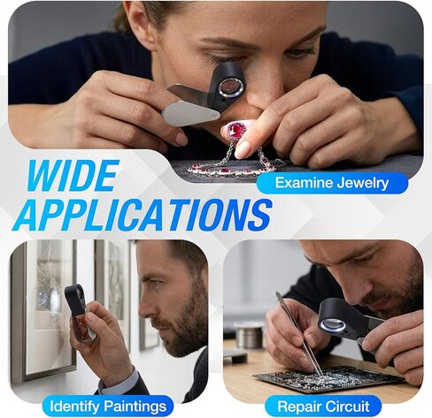 عدسة مجوهرات COYLAPY 20X، مكبر جيب مع ضوء LED/الأشعة فوق البنفسجية، حلقة عين زجاجية مكبرة قابلة لإعادة الشحن للمجوهرات والأحجار الكريمة والماس والعملات المعدنية والطوابع والتعرف العتيق in Kuwait