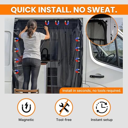 شاشة MELIPRON Van Bug مناسبة لسيارات Ford Transit وMercedes Sprinter وRAM Promaster شبكة ناموسية مغناطيسية لباب Van المنزلق in Kuwait
