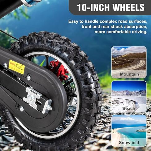 دراجة ترابية للأطفال 40cc 4-Stroke من GREENLEMON - دراجة ترابية بسرعة 25 ميلاً في الساعة مع تعليق كامل، فرامل قرصية مزدوجة، بدء سحب سهل وبدون خلط الزيت، دراجة نارية تعمل بالغاز على الطرق الوعرة للأعمار من 5 إلى 10 سنوات (أزرق) in Kuwait