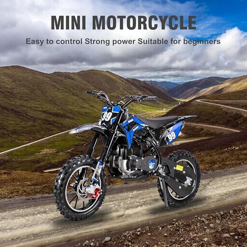 دراجة ترابية للأطفال 40cc 4-Stroke من GREENLEMON - دراجة ترابية بسرعة 25 ميلاً في الساعة مع تعليق كامل، فرامل قرصية مزدوجة، بدء سحب سهل وبدون خلط الزيت، دراجة نارية تعمل بالغاز على الطرق الوعرة للأعمار من 5 إلى 10 سنوات (أزرق) in Kuwait