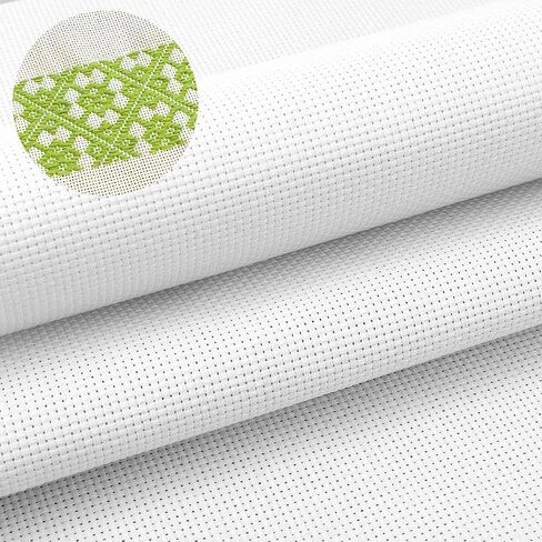 2 حزمة عبر غرزة القماش عايدة، 14-شبكة قماش إبرة 20 × 20 بوصة بيضاء فارغة قماش إبرة التطريز البوليستر القطن شبكة نقطة إبرة للتطريز، DIY مشاريع الكروشيه متماسكة in Kuwait