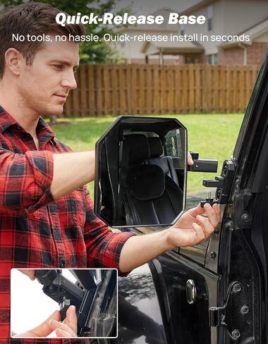JOYTUTUS Mirrors Doors Off Compatible with 1997-2018 Wrangler TJ JK JKU Unlimited, 9" Extra Large HD Glass with 360° Adjustable Angle, Quick Release Base for Off-Road Mirrors in Kuwait