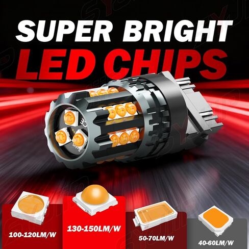 مصابيح إشارة الانعطاف الأمامية 3157 LED متوافقة مع Toyota Sienna 2001 2002 2003 2004 2005 2006 2007 2008 2009 2010 2011 2012 2013 2014، سطوع 300% 3000K أصفر كهرماني، التوصيل والتشغيل، حزمة من 2 in Kuwait