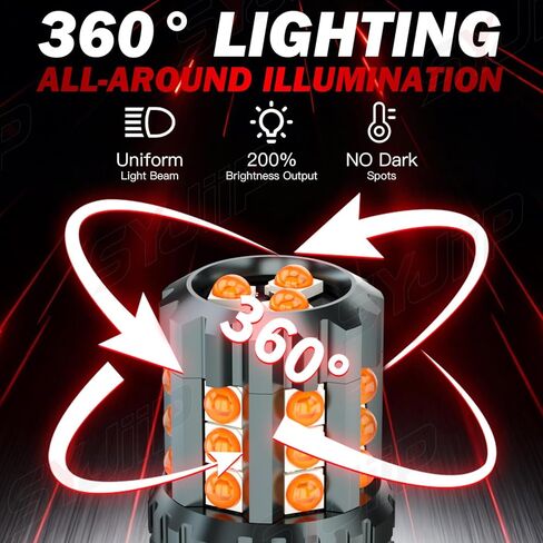 مصابيح إشارة الانعطاف الأمامية 3157 LED متوافقة مع Toyota Sienna 2001 2002 2003 2004 2005 2006 2007 2008 2009 2010 2011 2012 2013 2014، سطوع 300% 3000K أصفر كهرماني، التوصيل والتشغيل، حزمة من 2 in Kuwait