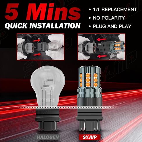 مصابيح إشارة الانعطاف الأمامية 3157 LED متوافقة مع Toyota Sienna 2001 2002 2003 2004 2005 2006 2007 2008 2009 2010 2011 2012 2013 2014، سطوع 300% 3000K أصفر كهرماني، التوصيل والتشغيل، حزمة من 2 in Kuwait