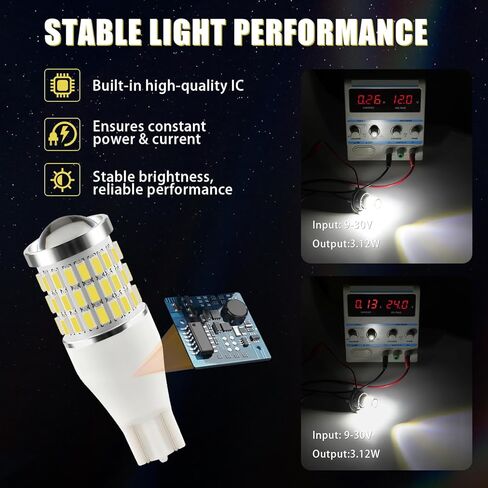 iBrightstar 921 LED لمبة بيضاء، T15 912 LED عكس مصابيح كهربائية فائقة السطوع لوقوف السيارات الاحتياطية بدوره أضواء الإشارة، 2 حزمة in Kuwait