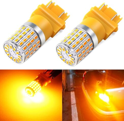 PHINLION 3157 LED لمبة أصفر كهرماني، فائقة السطوع 3156 4157 3157NA LED لمبات وامضة للخلف الأمامي إشارة الانعطاف وقوف السيارات DRL أضواء علامة جانبية، غير قطبية، حزمة من 2 in Kuwait