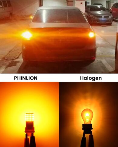 PHINLION 3157 LED لمبة أصفر كهرماني، فائقة السطوع 3156 4157 3157NA LED لمبات وامضة للخلف الأمامي إشارة الانعطاف وقوف السيارات DRL أضواء علامة جانبية، غير قطبية، حزمة من 2 in Kuwait