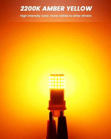 PHINLION 3157 LED لمبة أصفر كهرماني، فائقة السطوع 3156 4157 3157NA LED لمبات وامضة للخلف الأمامي إشارة الانعطاف وقوف السيارات DRL أضواء علامة جانبية، غير قطبية، حزمة من 2 in Kuwait