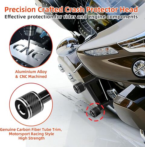 قضبان الطريق السريع الخلفية من SLMOTO لمنافس تشالنجر الهندي Roadmaster Pursuit Chieftain 2014-2026، قضبان التصادم الخلفية للدراجة النارية من الحديد الثقيل مع واقيات من ألياف الكربون الحقيقية ومسامير من الفولاذ المقاوم للصدأ in Kuwait